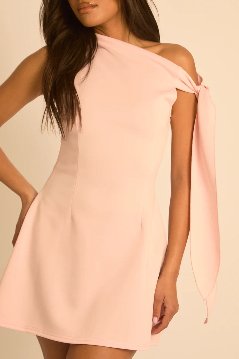Black & Pink Structured Tie Side Mini Dress UK | Trendy Party Dress | Free UK Delivery -u102