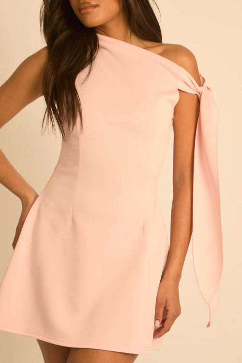 Black & Pink Structured Tie Side Mini Dress UK | Trendy Party Dress | Free UK Delivery -u102