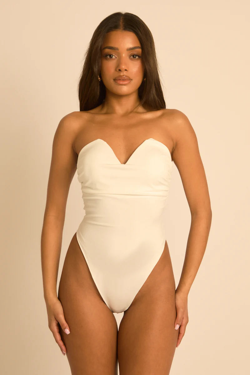 Yellow V Bar Bandeau Bodysuit UK | Trendy Fitted Going Out Top | Free UK Delivery | U162