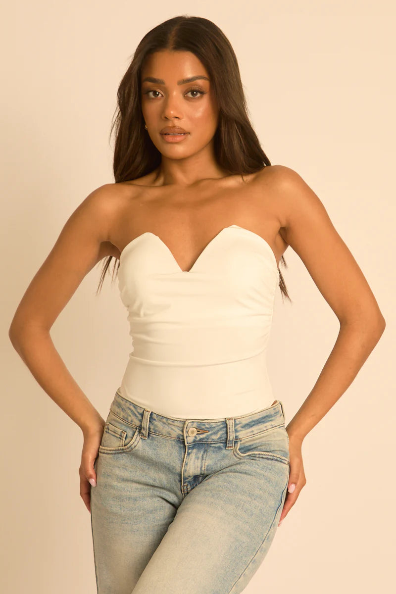 Yellow V Bar Bandeau Bodysuit UK | Trendy Fitted Going Out Top | Free UK Delivery | U162