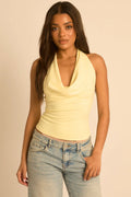 Yellow Halterneck Cowl Top UK | Trendy Going Out Top | Free UK Delivery | U161