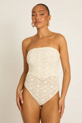 Cream Lace Bodysuit UK | Elegant Fitted Going Out Top | Free UK Delivery | U182