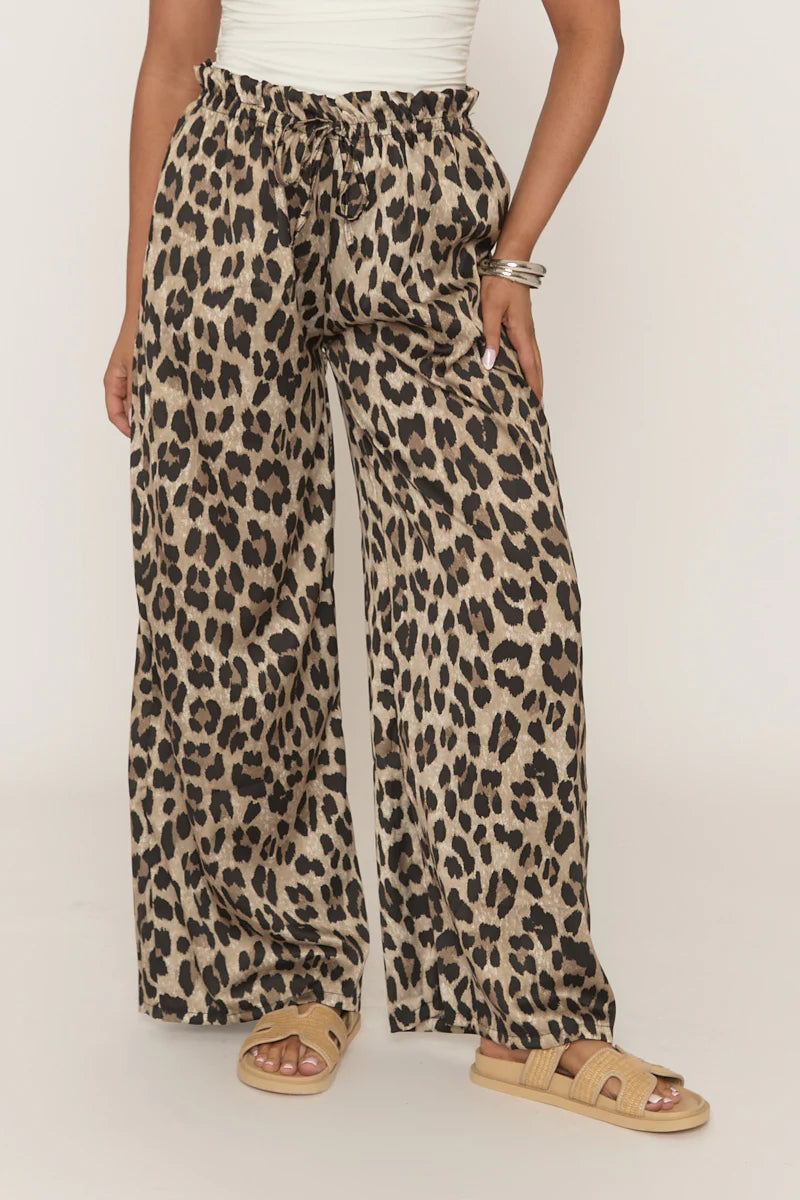 Leopard Print Wide Leg Trousers UK | Trendy Statement Pants | Free UK Delivery | U216