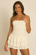 White Corset Frill Hem Mini Dress UK | Cute Party Dress | Free UK Delivery | U165