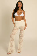White Lace Kick Flare Trousers UK | Elegant Statement Pants | Free UK Delivery | U157
