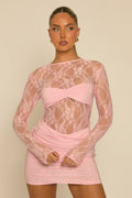 Wine Lace Gathered Bust Mini Dress UK | Elegant Party Dress | Free UK Delivery | U214