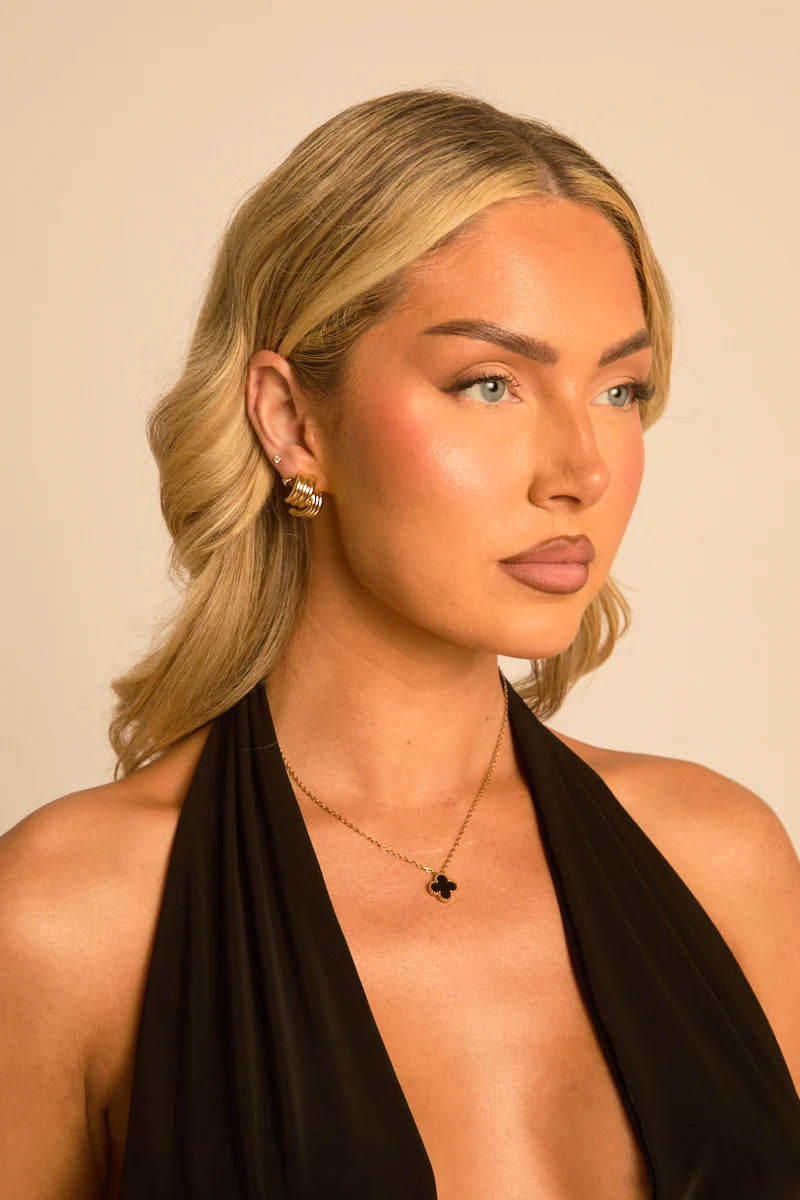 Black Clover Charm Necklace UK | Elegant Gold Style Jewellery | Free UK Delivery | U122